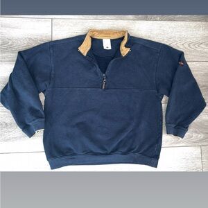 Columbia Men’s 1/4 Zip Pullover Sweatshirt Navy Blue & Tan Fits Like A Small